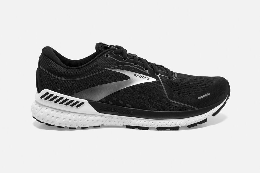 Mens Brooks Adrenaline GTS 21 Road Shoes Black Pearl/White | 537416-ZBE